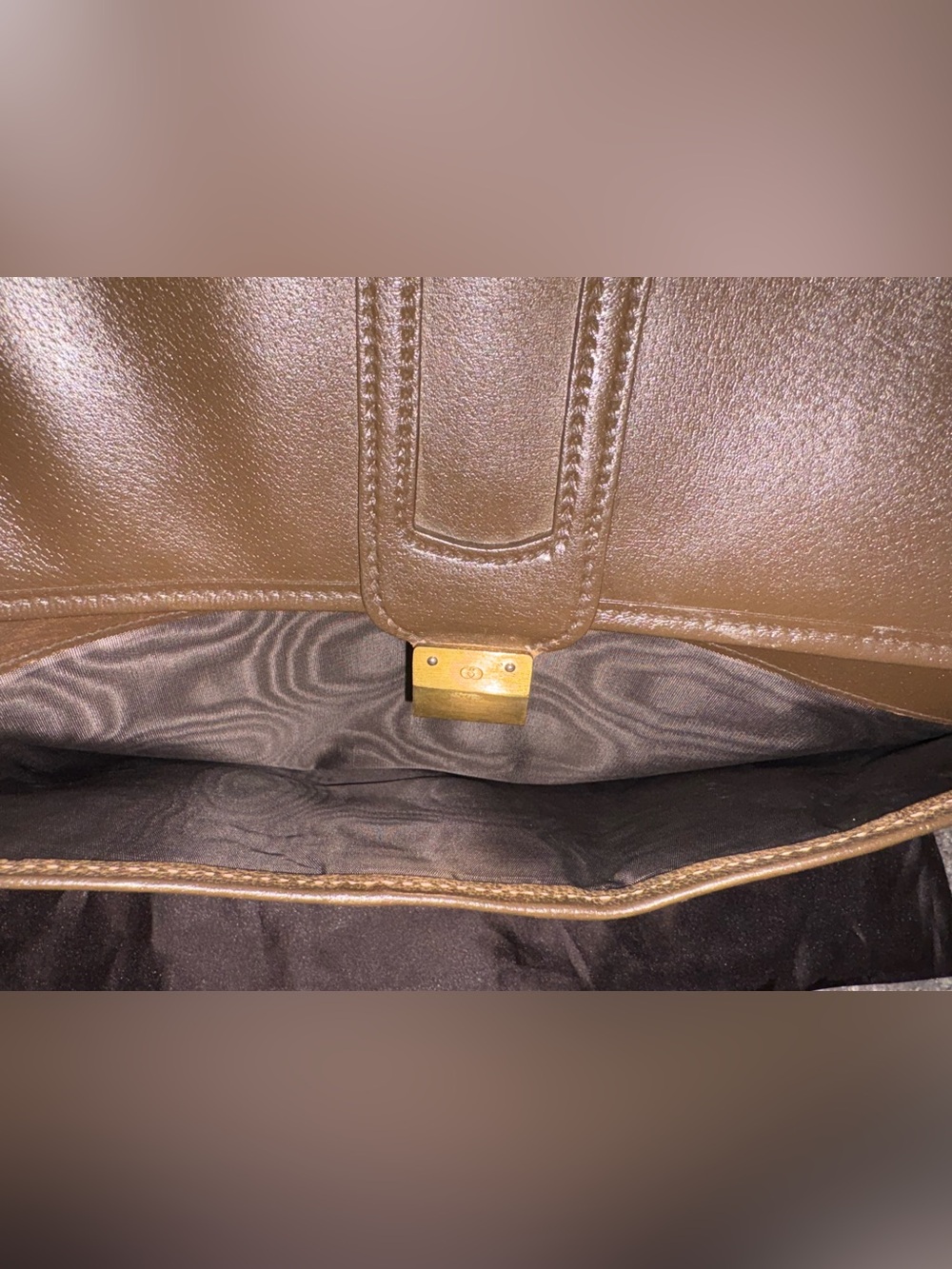 Gucci Brown Leather Briefcase Clutch with Gold Lock - Picture 8 of 9